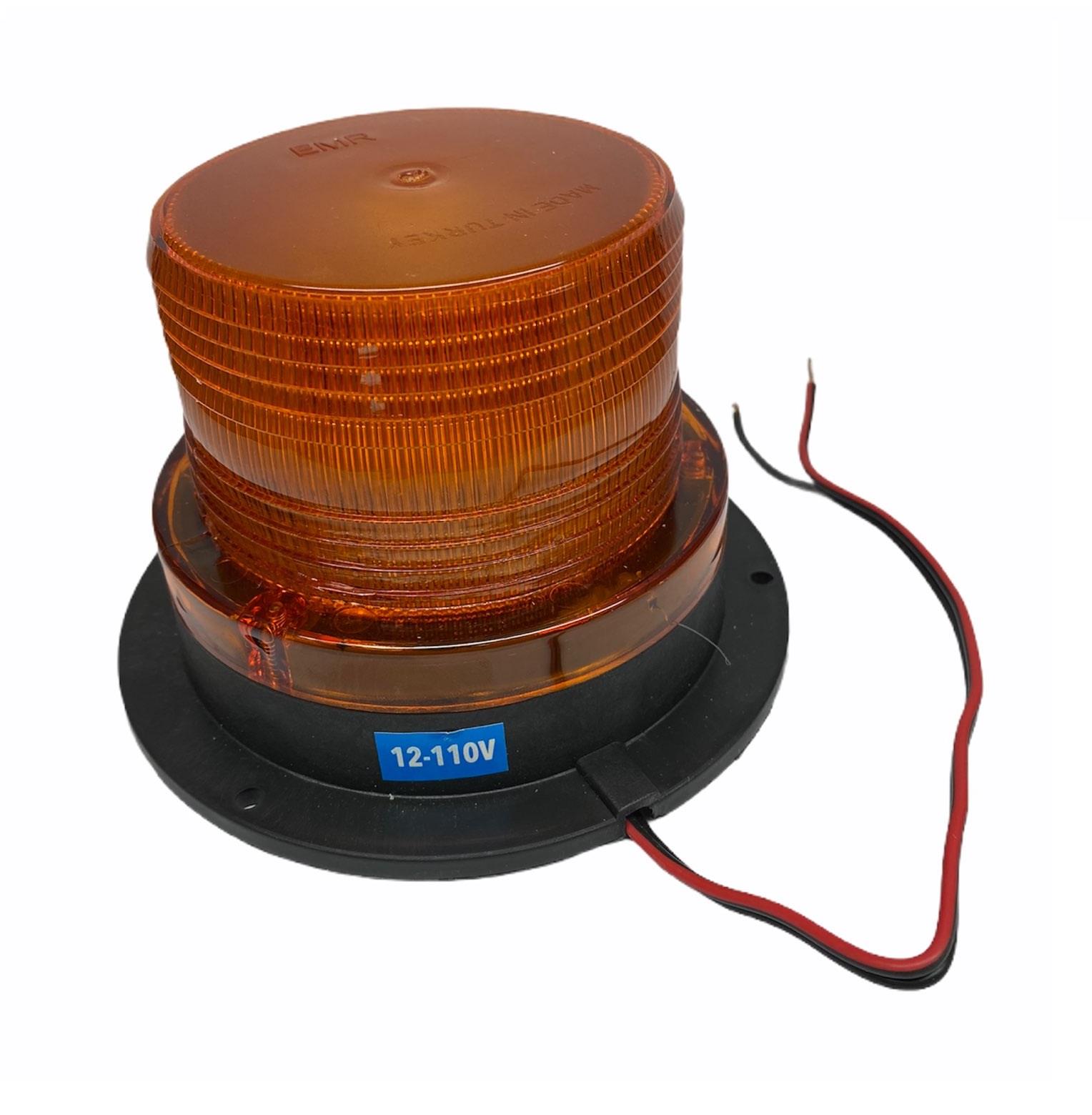 12V-110V ÇAKAR FLAŞ TEPE LAMBA MIKNATISLI KABLOLU LEDLİ (85*93 MM) SARI