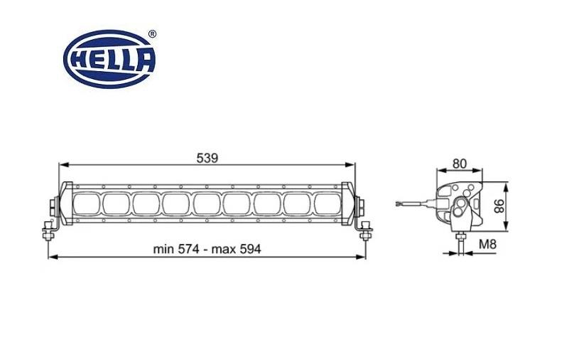 HELLA 10V-30V LED BAR OFF-ROAD TEK SIRA 66W 6500K 3500 LÜMEN (9 LEDLİ) (539*86 MM)