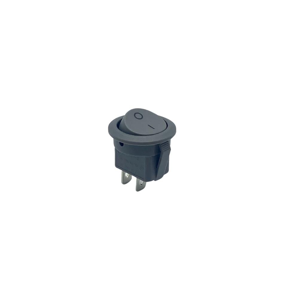 TUŞLU ANAHTAR YUVARLAK GRİ (2 FİŞ) (ON-OFF) (6A 250V / 10A 125V AC) (20 MM)