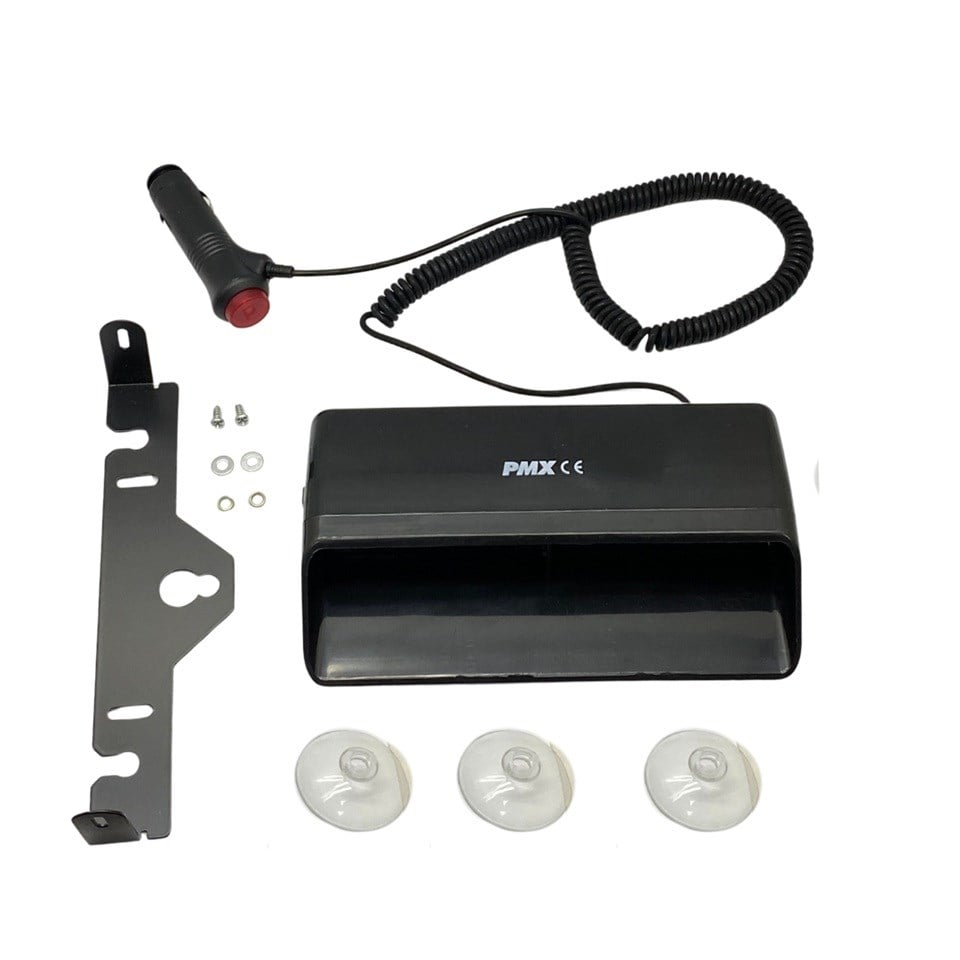 12V ESCORT ÇAKAR FLAŞ LAMBA 18W 6 LEDLİ 10 FONKSİYONLU (TORPİDO ÜSTÜ) (KIRMIZI/MAVİ) (185*105 MM)