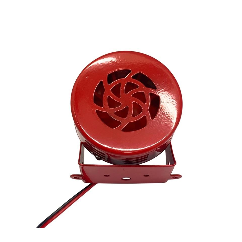 24V MOTORLU SİREN METAL MİNİ (KIRMIZI) (110-130 dB) (75 MM)