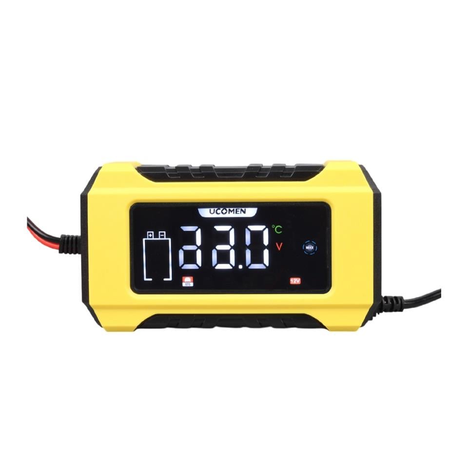 UCOMEN 12V ŞARJ REDRESÖRÜ (AKILLI AKÜ ŞARJ CİHAZI) OTOMATİK 6 A LCD BÜYÜK EKRAN SARI (+AGM/JEL)