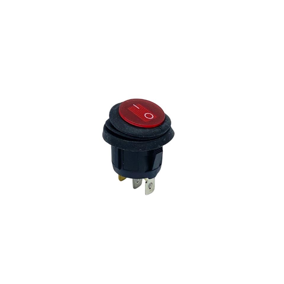 TUŞLU ANAHTAR YUVARLAK IŞIKLI SU GEÇİRMEZ (3 FİŞ) (ON-OFF) (6A 250V / 10A 125V AC) (21 MM)