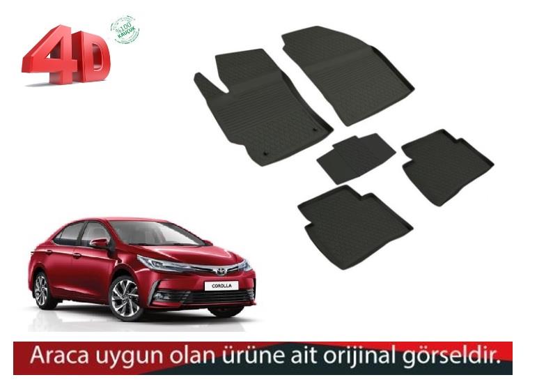4D ARAÇ PASPASI (SİYAH) (4 PARÇA) (KAUÇUK 1.KALİTE) TOYOTA COROLLA 2019 >