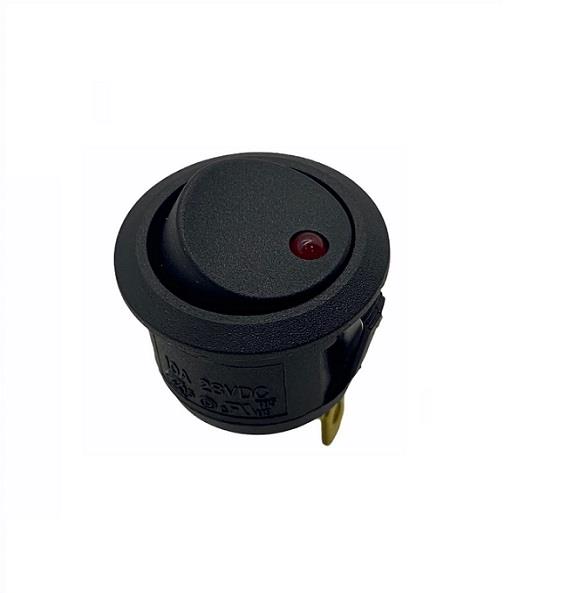 24V TUŞLU ANAHTAR LEDLİ (20 MM) 3 FİŞ (YUVARLAK) KIRMIZI 10 A