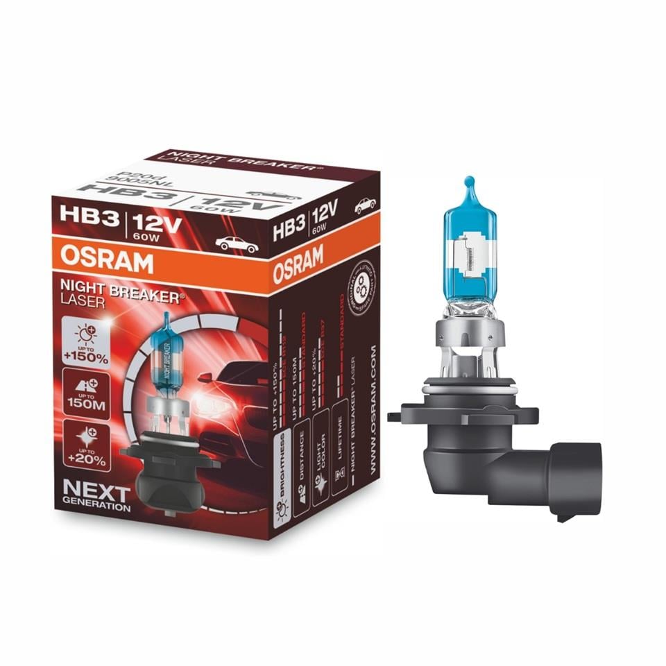 OSRAM 12V HB3 AMPUL 60W +%150 FAZLA IŞIK %20 BEYAZ IŞIK NIGHT BREAKER LASER (1 AD)