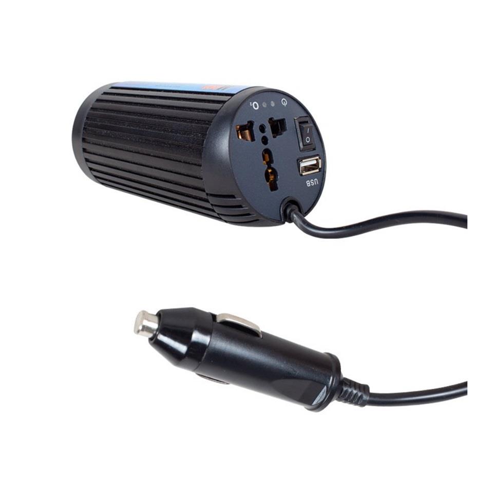 12V DC > 220V AC İNVERTÖR 150W (MODİFİYE) (USB ÇIKIŞLI-ÇAKMAK FİŞLİ)