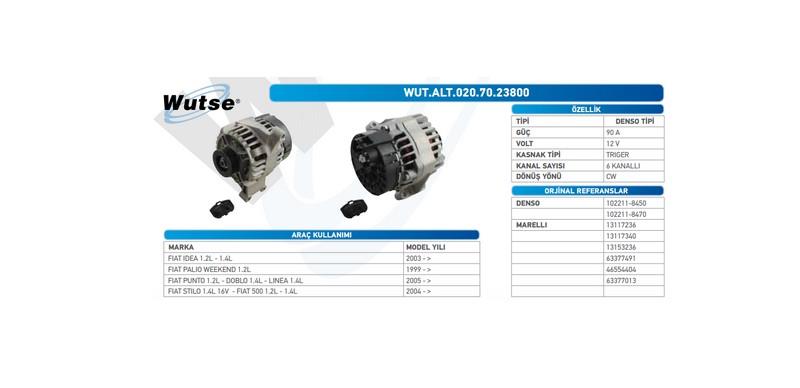12V ALTERNATÖR DİNAMO MARELLI-DENSO TİPİ 90 A (L) FIAT 500/PUNTO/DOBLO (BENZİNLİ)