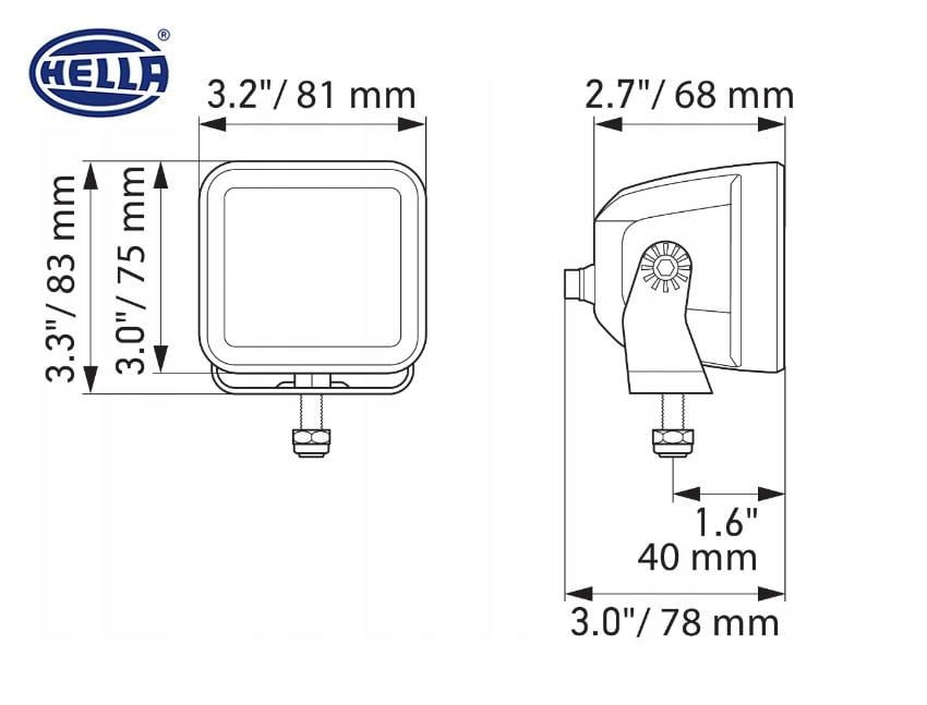 HELLA 10V-30V OFF-ROAD LAMBA 40W 5700K 3000 LÜMEN (GENİŞ AÇI) (4 LEDLİ) (81*75*68 MM) (2 AD)