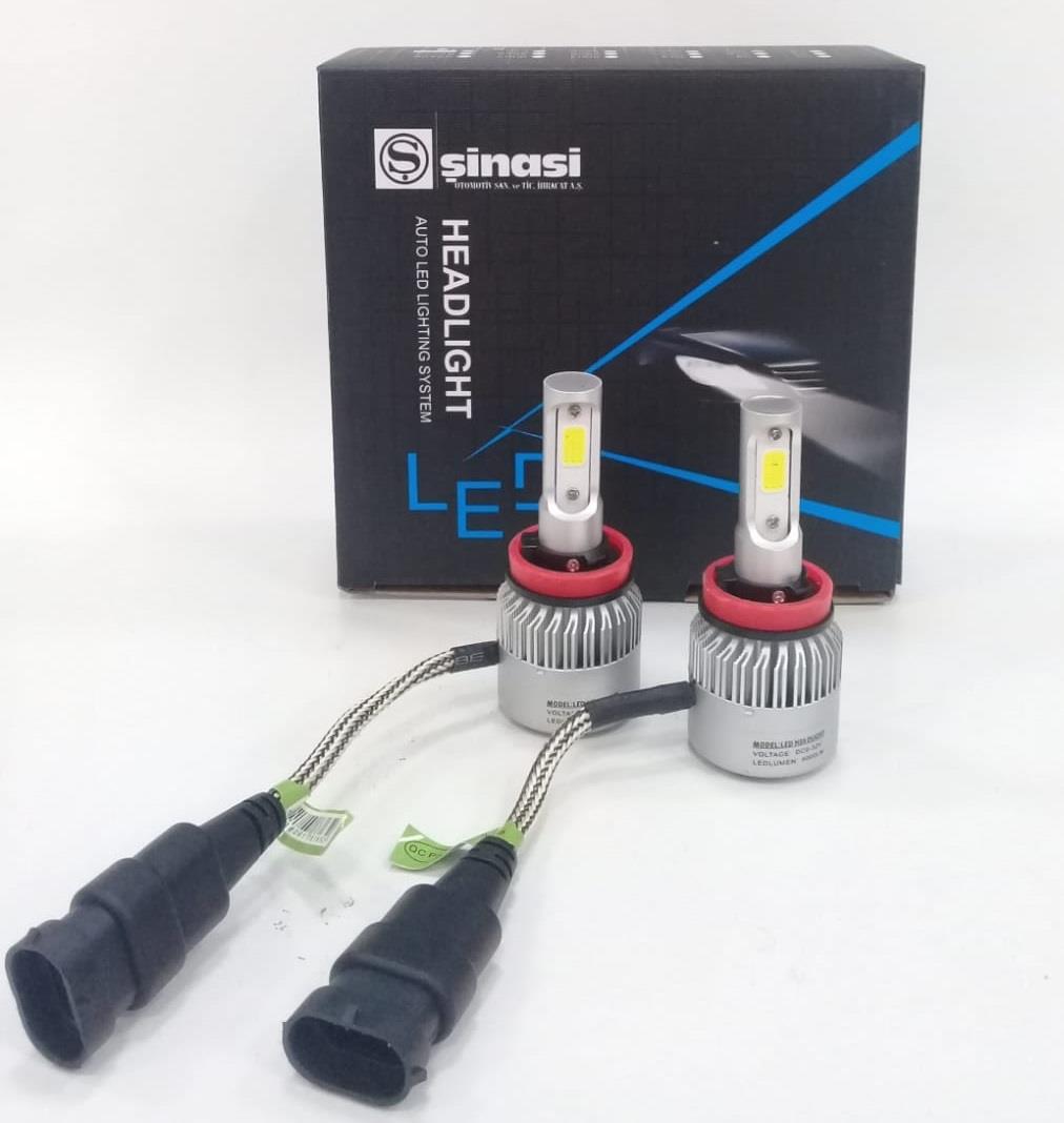 9V-32V H11 LED XENON FAR AMPUL SETİ 6500K 8000 LÜMEN (COB LED) 