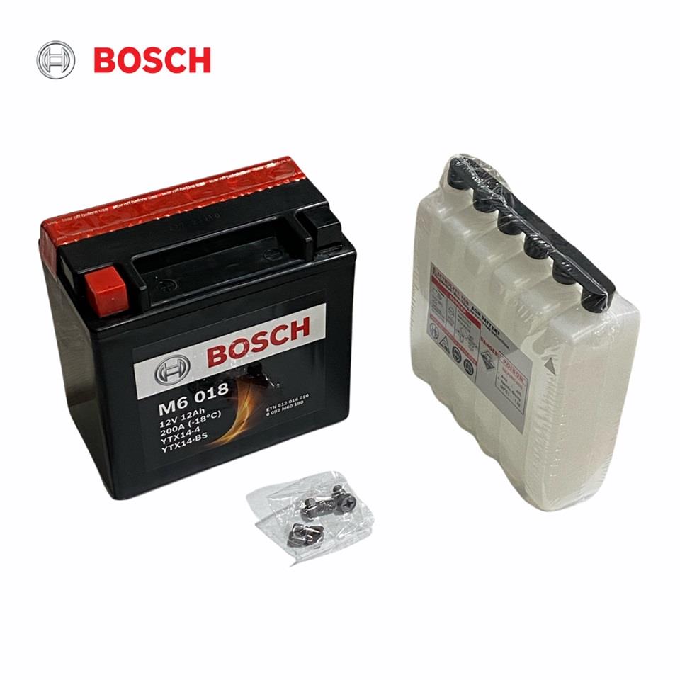 BOSCH 12V 12 AH MOTOSİKLET AKÜSÜ 200 A (EN) (150*87*145) (M6 018) (YTX14-4) (YTX14-BS) (+/-)