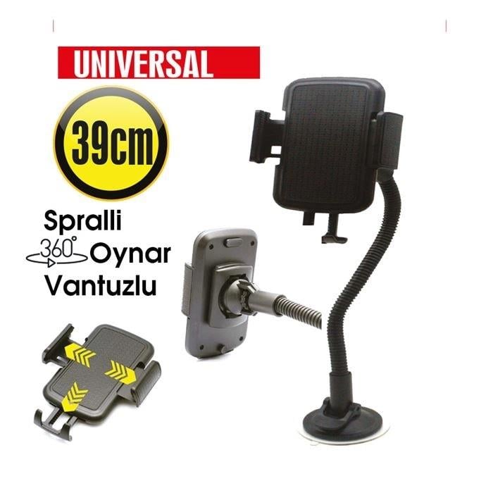 TELEFON TUTUCU CAM VE TORPİDO ÜSTÜ (360 DERECE DÖNERLİ) (VANTUZLU-SPİRALLİ) (39 CM)