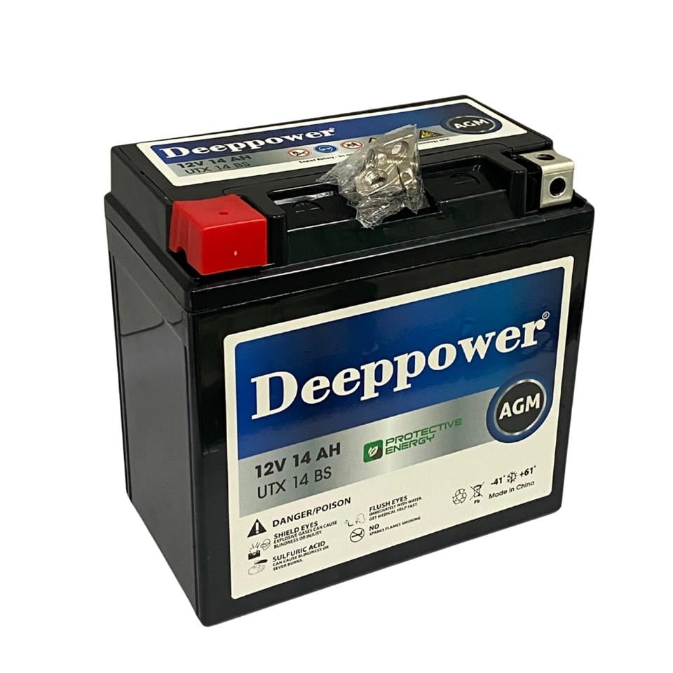 DEEPPOWER12V 14 AH MOTOSİKLET AKÜSÜ AGM (150*87*145) (YTX14-BS) (TERS)