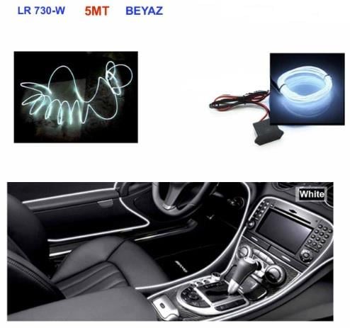 12V NEON IŞIKLI KABLO BEYAZ TEK RÖLELİ (KABLOLU) (5 MT)