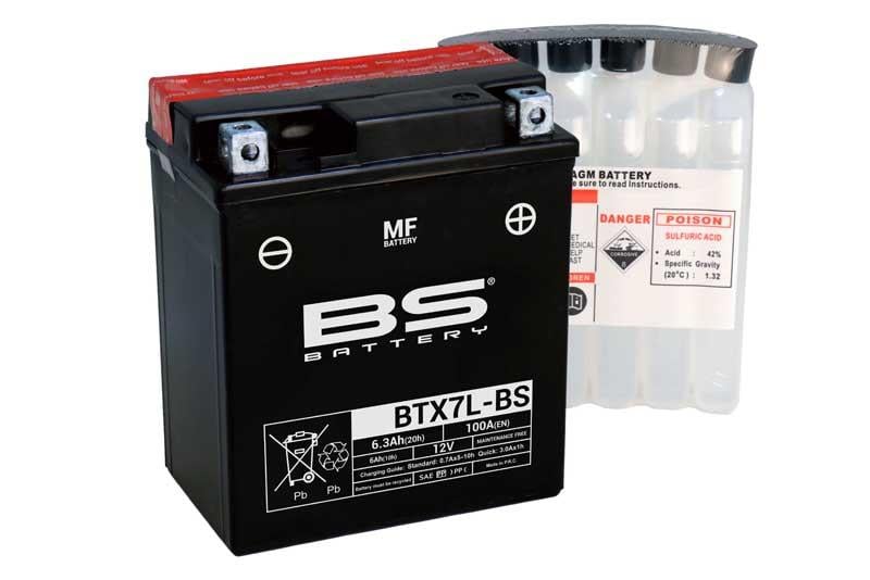 BS BATTERY 12V 6.3 AH MOTOSİKLET AKÜSÜ 100 A (EN) (113*70*130) (BTX7L-BS)