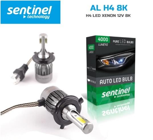 12V H4 LED XENON FAR AMPUL SETİ 8000K 4000 LÜMEN (COB LED)