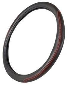 DİREKSİYON KILIFI SİYAH (KIRMIZI DİKİŞLİ) (SUNİ DERİ) (38-40 CM)