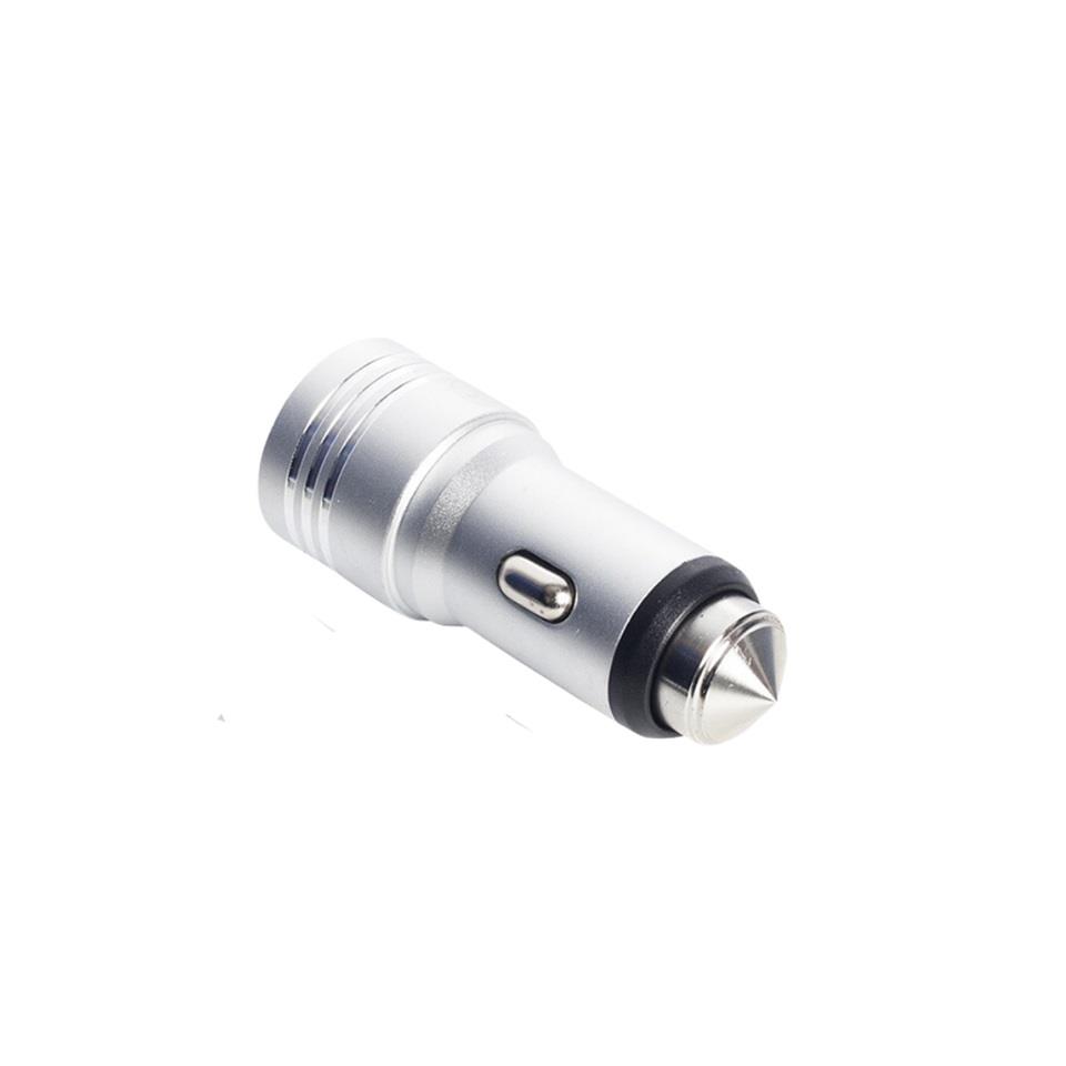 12V-24V TELEFON ŞARJ CİHAZI 2.4 A/1 A (ÇAKMAK GİRİŞLİ) (2 X USB GİRİŞLİ) GÜMÜŞ GRİ 