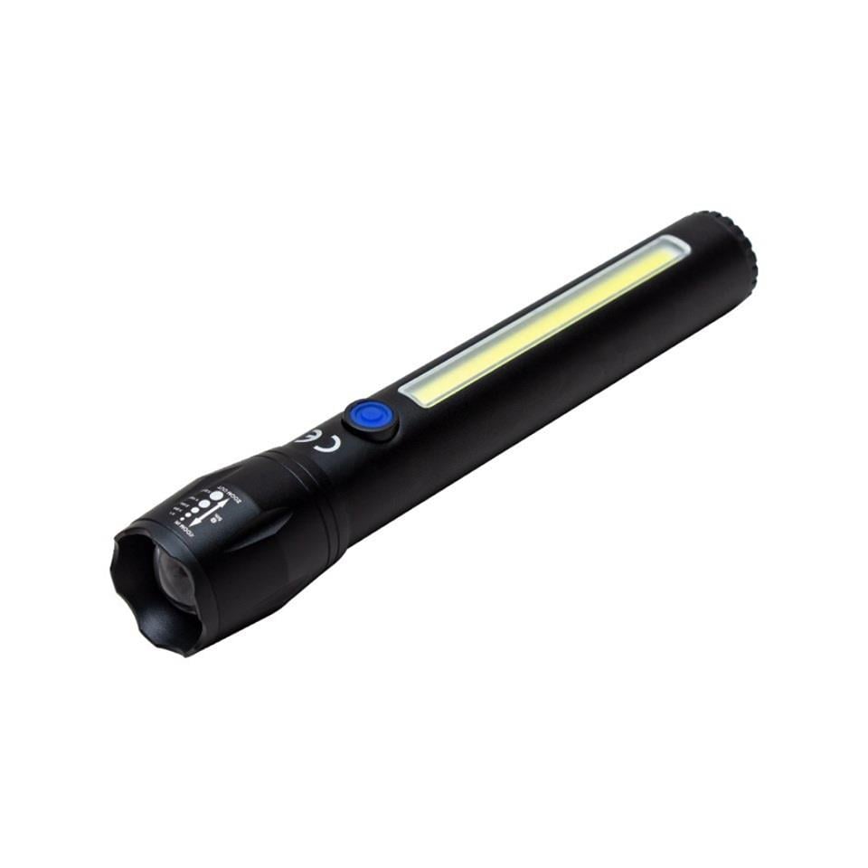 EL FENERİ COB LED (4 FONKSİYONLU-ZOOMLU) (USB ŞARJLI) (170*30 MM) PM-16754
