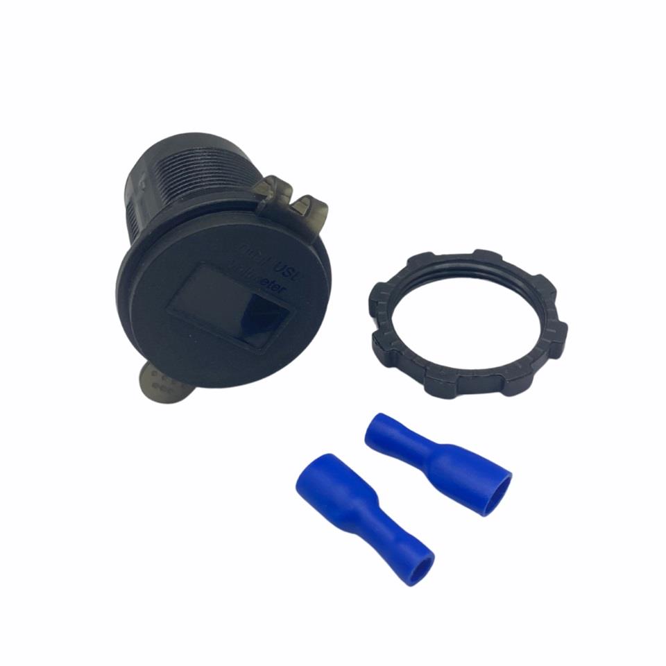 12V-24V DİJİTAL VOLTMETRE+ŞARJ CİHAZI (USB X 2) (1A/2.1A) (KIRMIZI IŞIK) (28 MM)