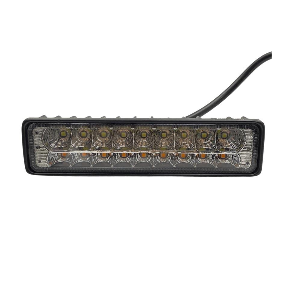 12-30V GÜNDÜZ SÜRÜŞ LEDİ (9+9 LEDLİ) SARI-BEYAZ ÇAKARLI FONKSİYONLU (148*35 MM)