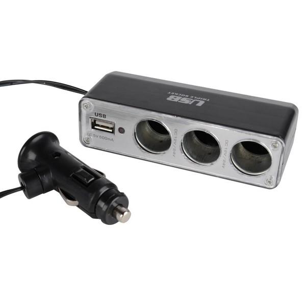 12V-24V ÇAKMAK SOKETİ (ENERJİ SOKETİ) (ÇAKMAK 3 + USB 1 ŞARJLI 0.5 A) (KABLOLU)