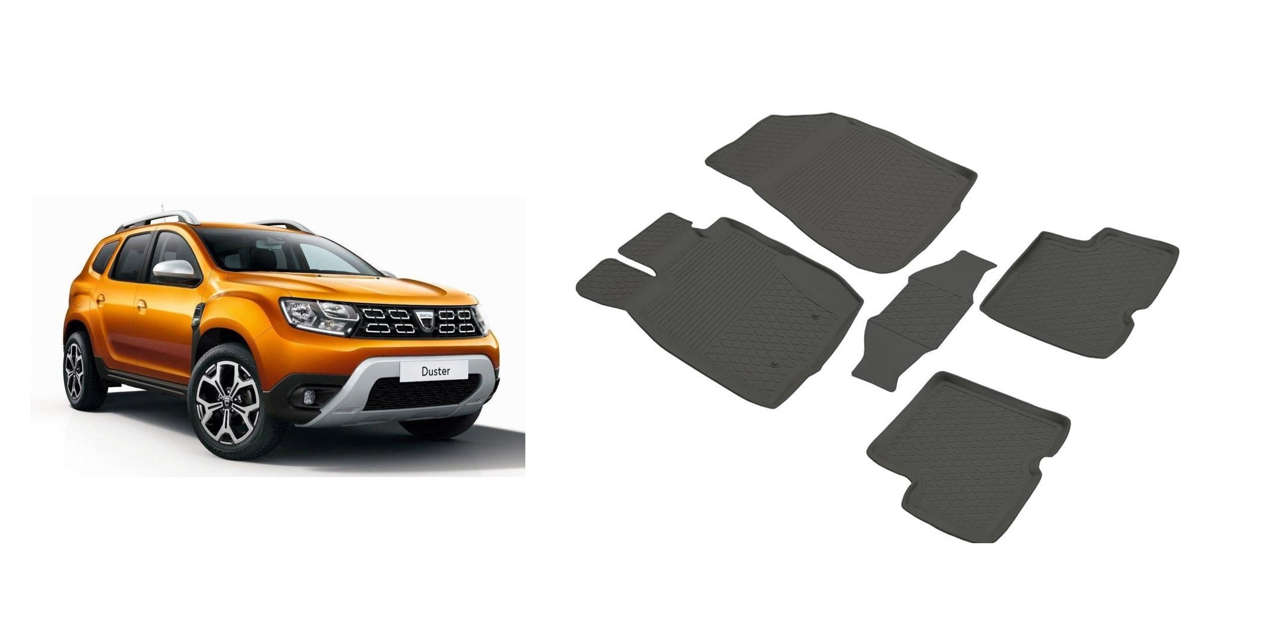 4D ARAÇ PASPASI (SİYAH) (5 PARÇA) (KAUÇUK 1.KALİTE) DACIA DUSTER 2018 >