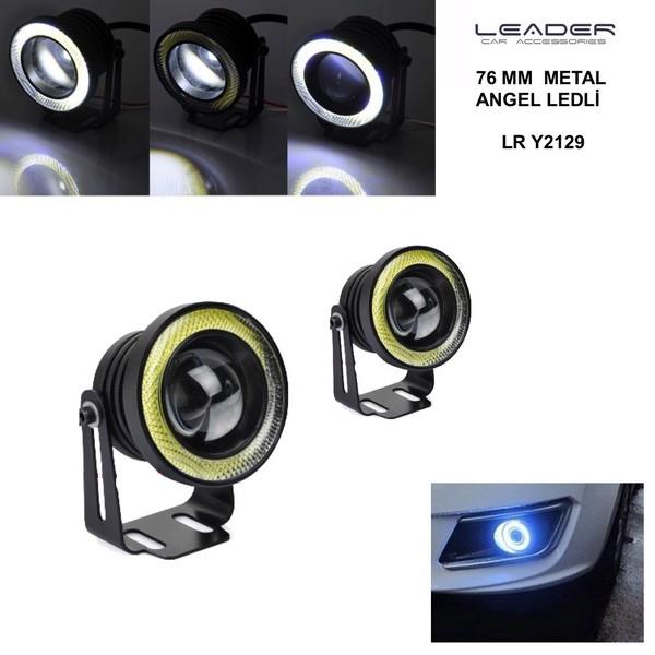 12V SİS LAMBASI MERCEKLİ BEYAZ YUVARLAK LED ANGEL TÜP 76 MM (2 AD)