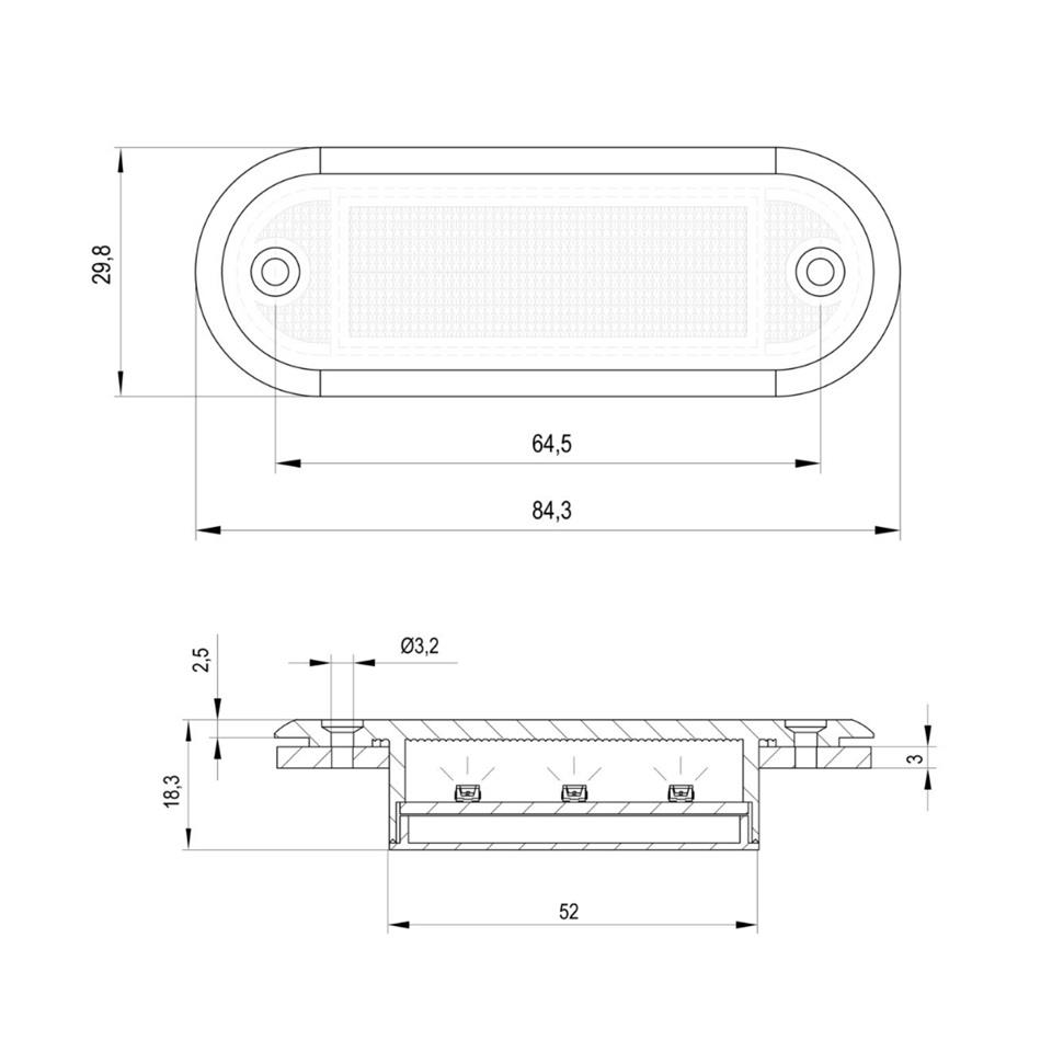 SANEL 12V BASAMAK AYDINLATMA LAMBASI MAVİ (6 LEDLİ) (85*30 MM)