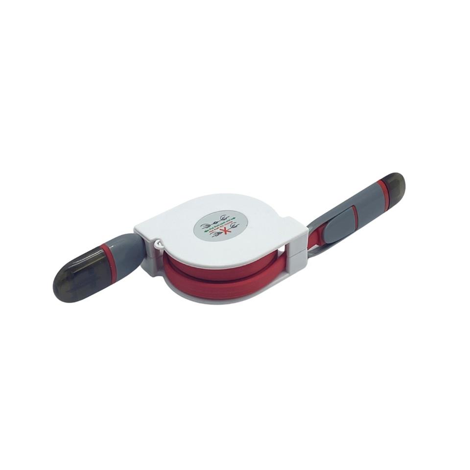 TELEFON ŞARJ KABLOSU İKİ UÇLU (MAKARALI) (USB) (90 CM) ANDROID-IPHONE