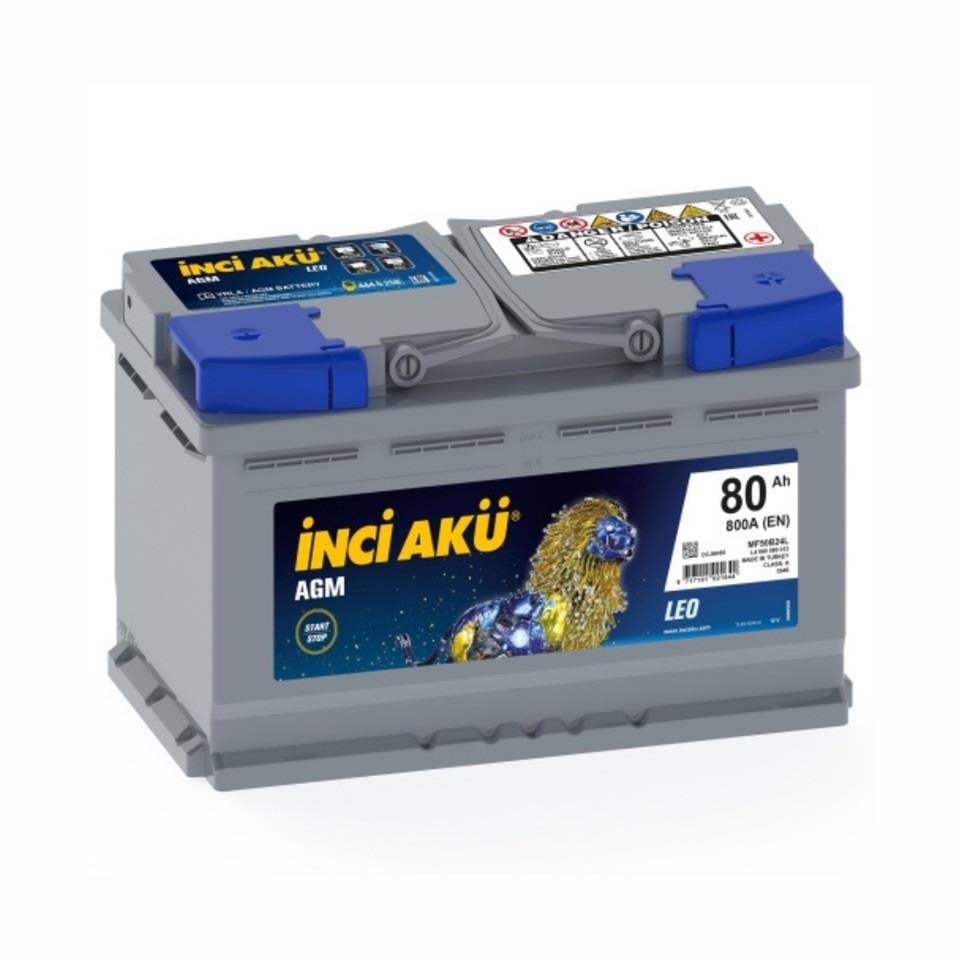 INCI 12V 80 AH AKÜ AGM LEO 800 A (EN) (EXTRA START-STOP) (315*175*190) (3 YIL GARANTİ)