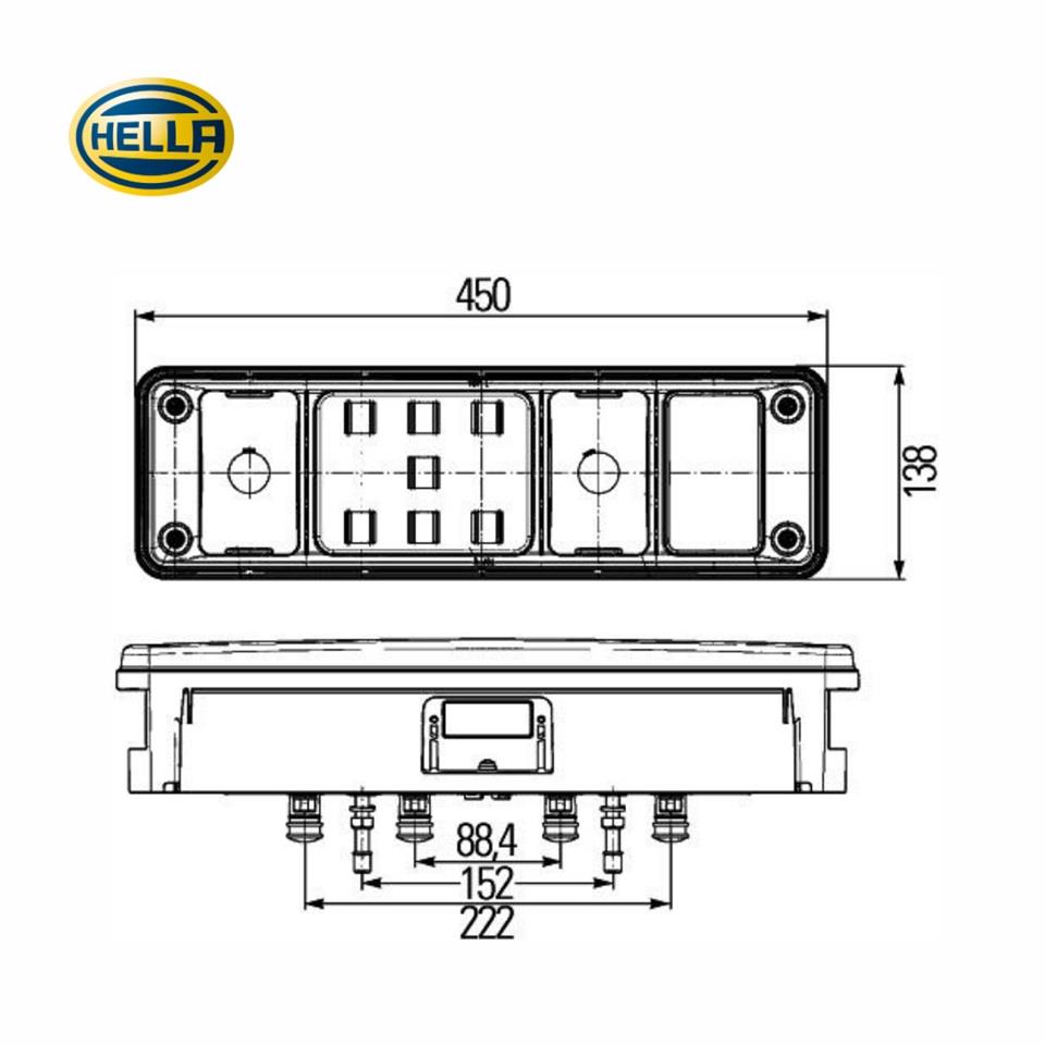 HELLA 24V STOP LAMBASI LEDLİ (KRONE AMBLEMLİ) (450*138*94 MM) SOL