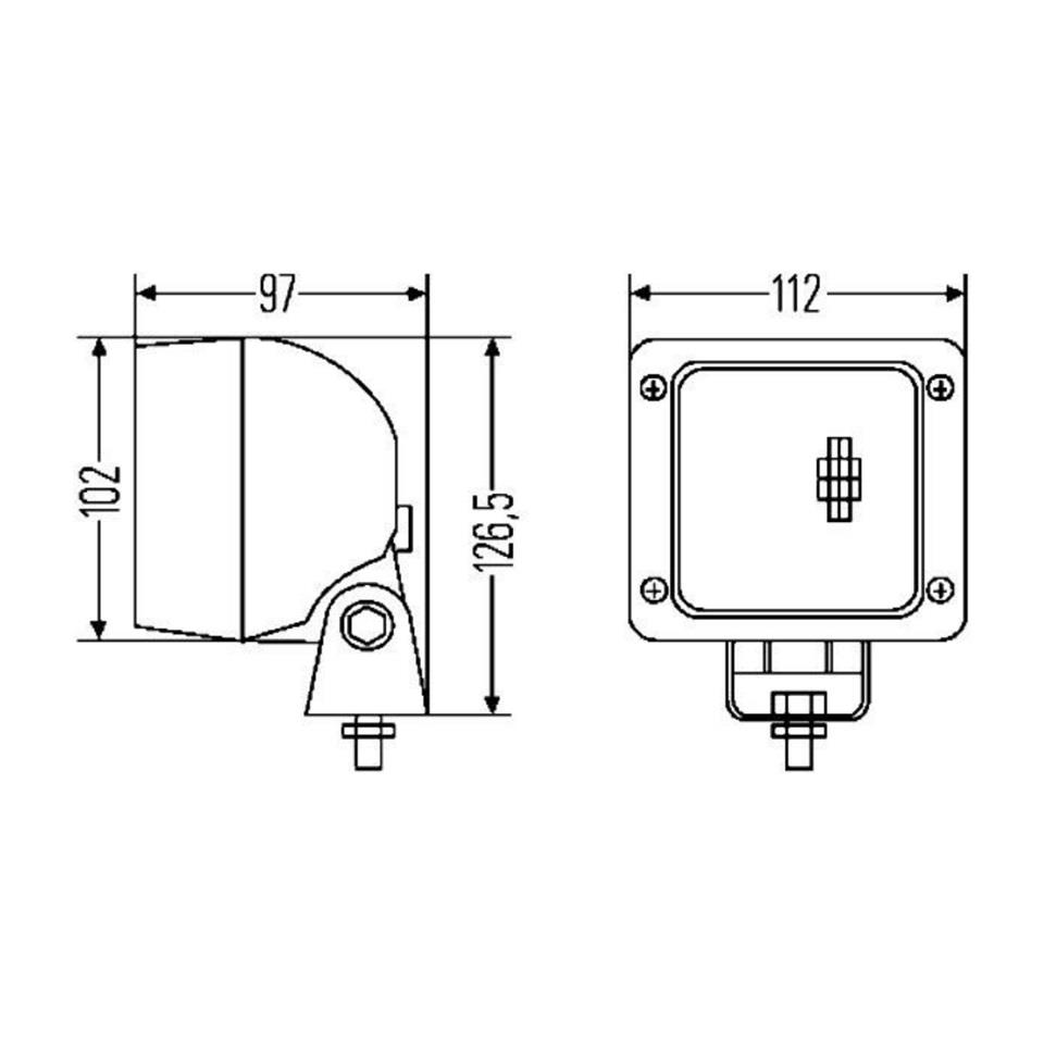 HELLA ÇALIŞMA LAMBASI-FARI KARE BUZLU CAM (H3 AMPULSÜZ) (102*112 MM) FORKLİFT-İŞ MAKİNESİ