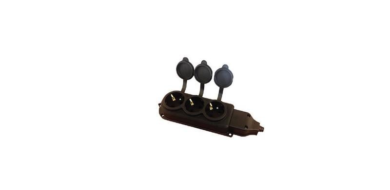 220V-240V 3'LÜ GRUP PRİZ 1X16A (KAUÇUK) (TOPRAKLI) (EMNİYETLİ)