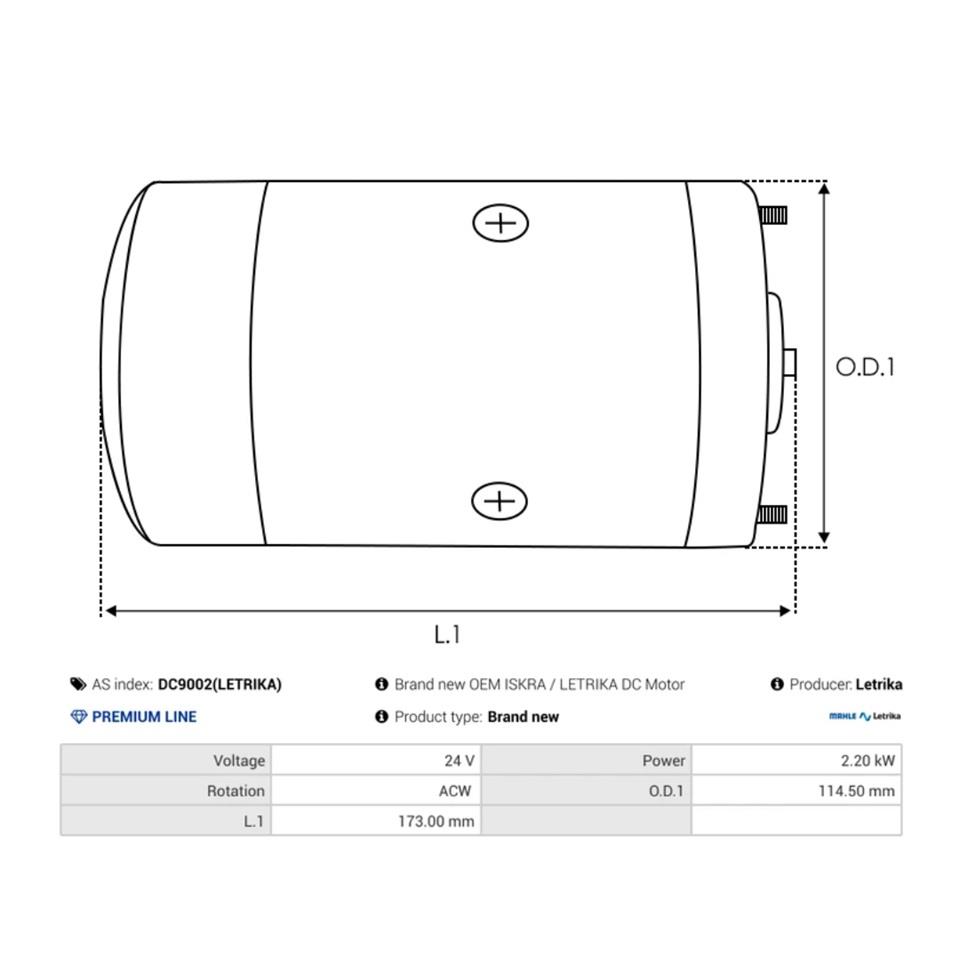 MAHLE 24V DC MOTOR (2.2 KW 2700 DEVİR SOL DÖNÜŞ)
