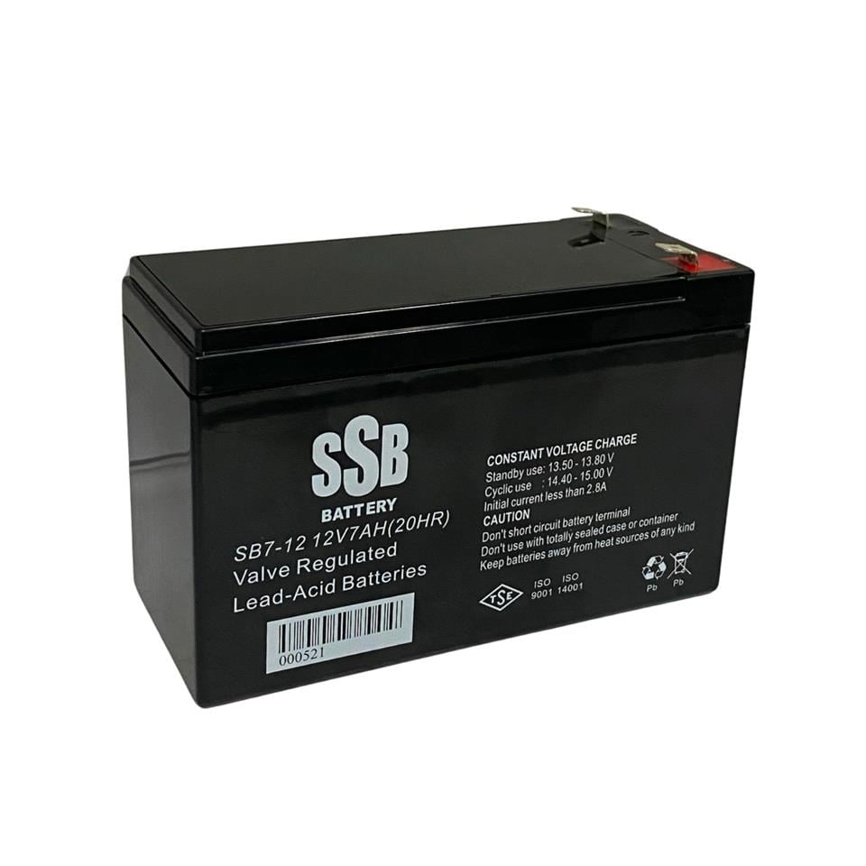 SSB 12V 7 AH AKÜ KURU TİP (BÜYÜK FİŞLİ) (151*65*94) (2.1 KG) TSE'LI