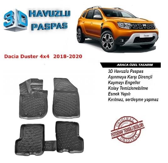3D ARAÇ PASPASI (SİYAH) (4 PARÇA) DACIA DUSTER 2018 >