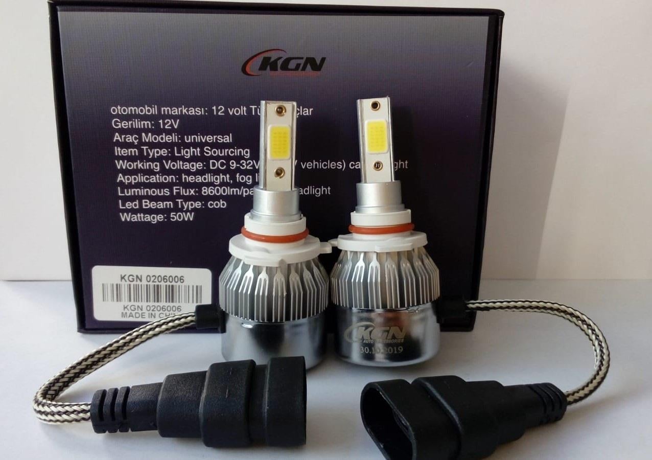 9V-32V HB3 9005 COB LED XENON FAR AMPUL SETİ 50W 6000K 8600 LÜMEN