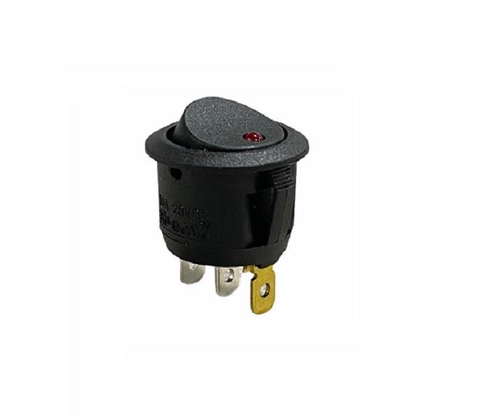 24V TUŞLU ANAHTAR LEDLİ (20 MM) 3 FİŞ (YUVARLAK) KIRMIZI 10 A