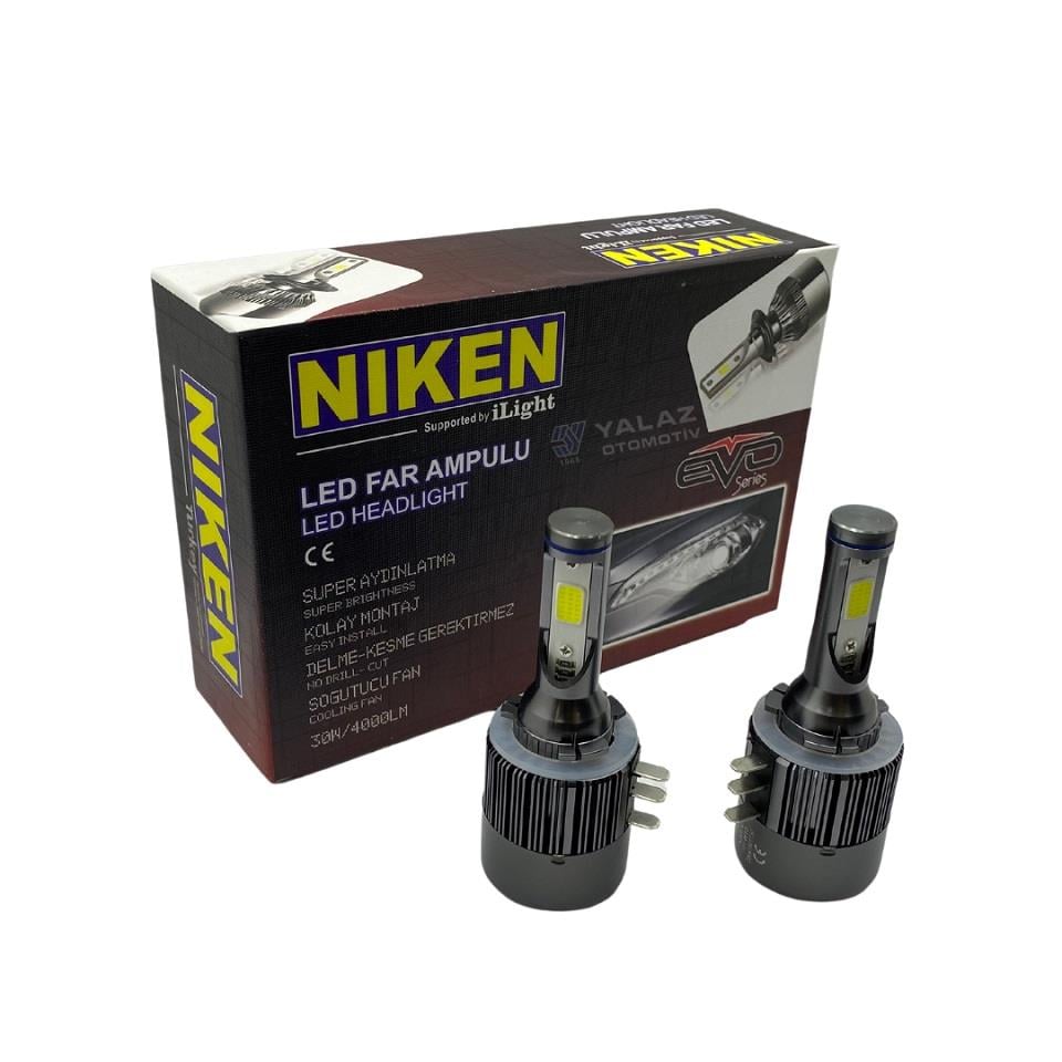 NIKEN 12V H15 COB LED XENON FAR AMPUL SETİ 6500K 4000 LÜMEN