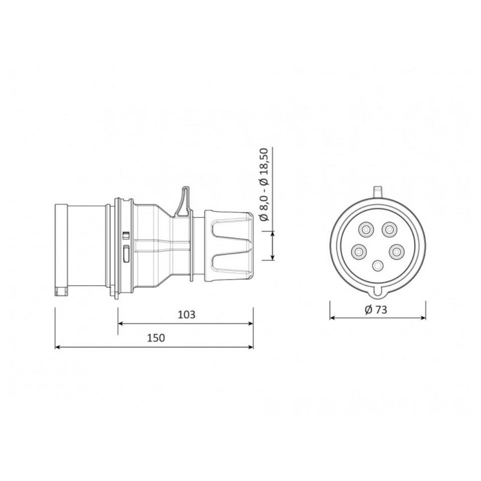 BEMIS UZATMA FİŞİ 5X32 A (5 FİŞ SOKETLİ) 32 A 