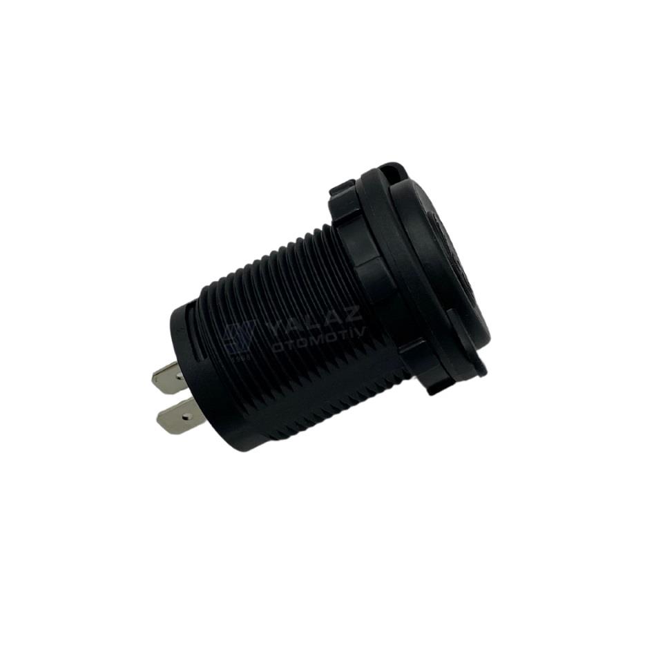 ENG 12V-24V TELEFON ŞARJ CİHAZI (USB) (KAPAKLI MARİN) (MAVİ LED IŞIK) (28 MM)