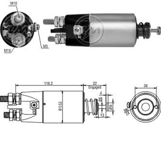ZM 24V MARŞ OTOMATİĞİ MITSUBISHI TİPİ 5.5 KW (2 DELİK) (KULAKSIZ) SAĞ