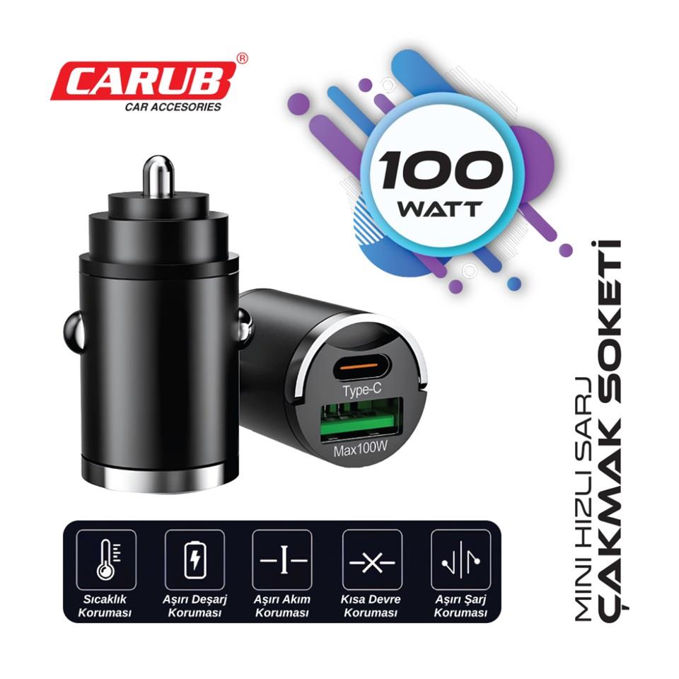 12V-24V TELEFON ŞARJ CİHAZI 2.5 A/6.0 A (ÇAKMAK GİRİŞLİ) (USB+TYPE-C) 