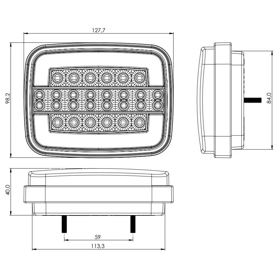 24V STOP LAMBASI (NEON LEDLİ) (KAYAR SİNYALLİ) (4 FONKSİYONLU) (126*97*40 MM)