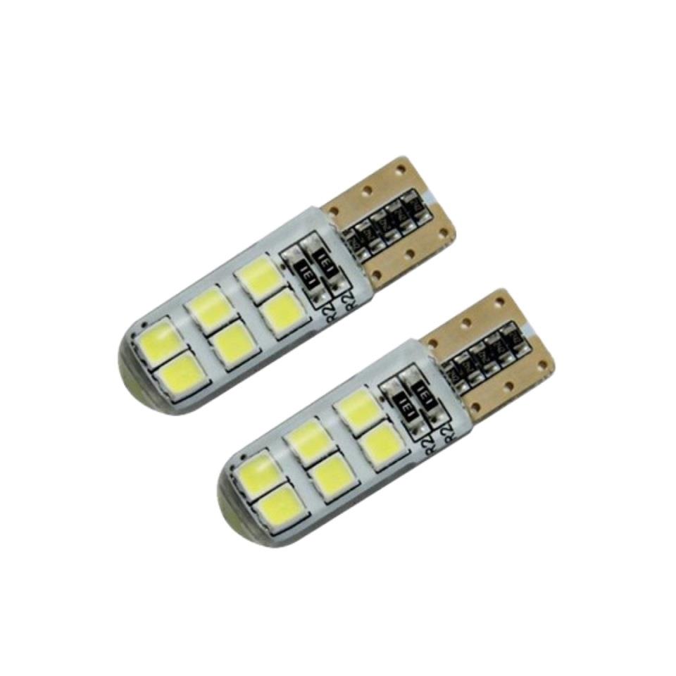12V DİPSİZ AMPUL T10 12 LEDLİ SİLİKONLU MAVİ CANBUS (2 AD)