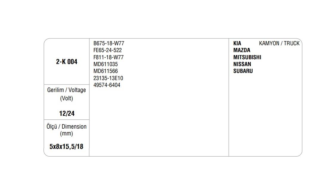 12V-24V ALTERNATÖR KÖMÜRÜ MITSUBISHI TİPİ (5*8*15.5/18 MM) (2 AD) KIA-MAZDA-MITSUBISHI-NISSAN-SUBARU