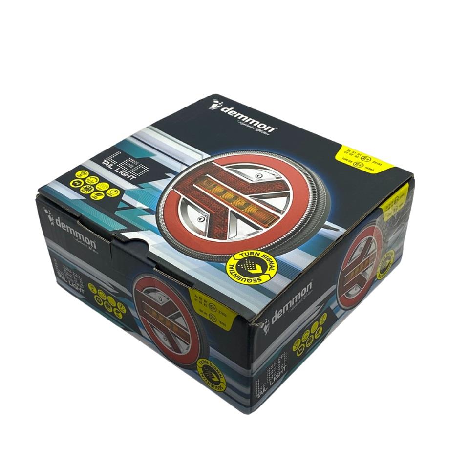 10V-30V STOP LAMBASI YUVARLAK (NEON LEDLİ) (3 FONKSİYONLU-KAYAR SİNYAL) (KIRMIZI-SARI) 140*35 MM SAĞ