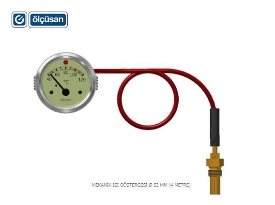 ÖLÇÜSAN HARARET SAATİ CİVALI 4 MT (40°C-120°C) (100°C İKAZLI) (52 MM)