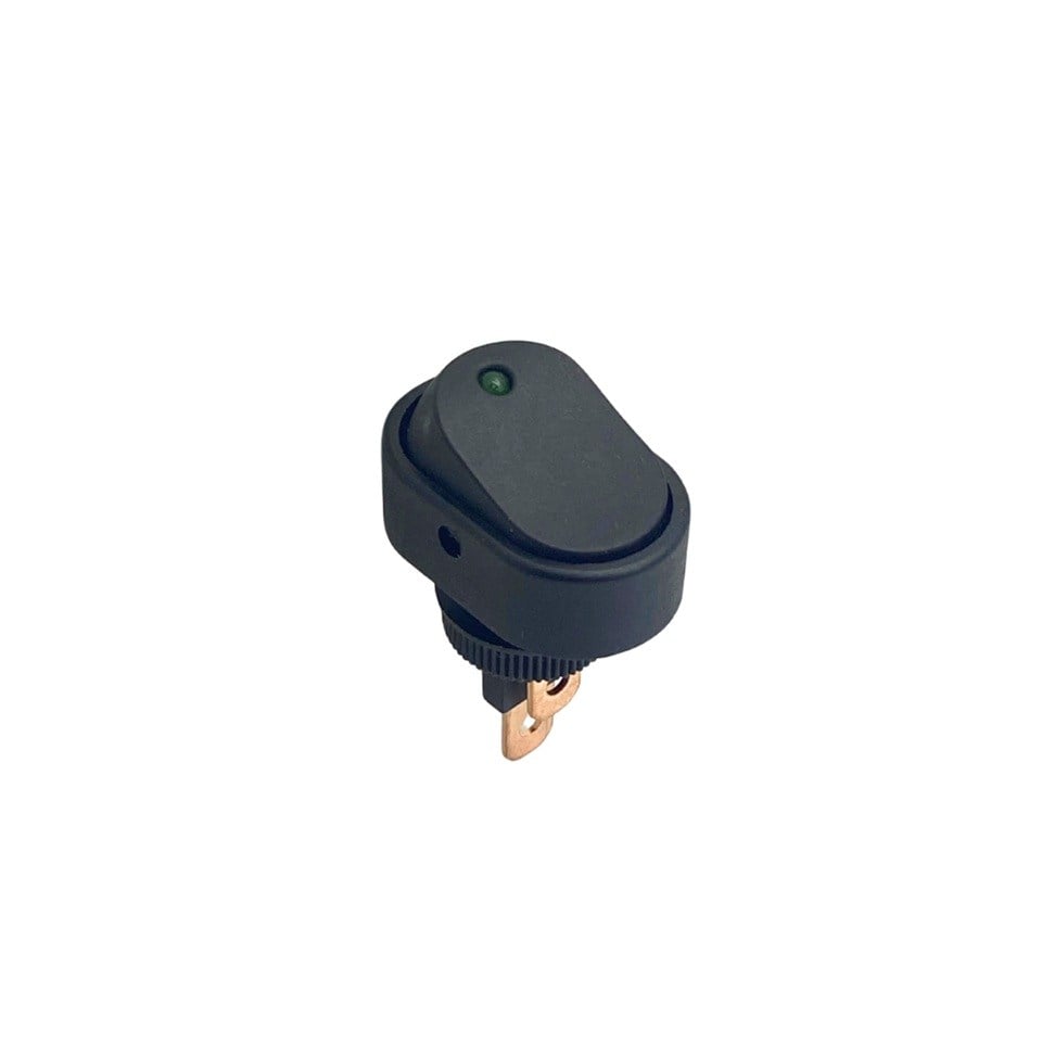 TUŞLU ANAHTAR VİDALI OVAL IŞIKLI (20A 12V DC) YEŞİL